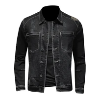 2021 new cotton denim jacket men casual solid color lapel single breasted jeans jacket autumn slim fit quality mens jackets jean