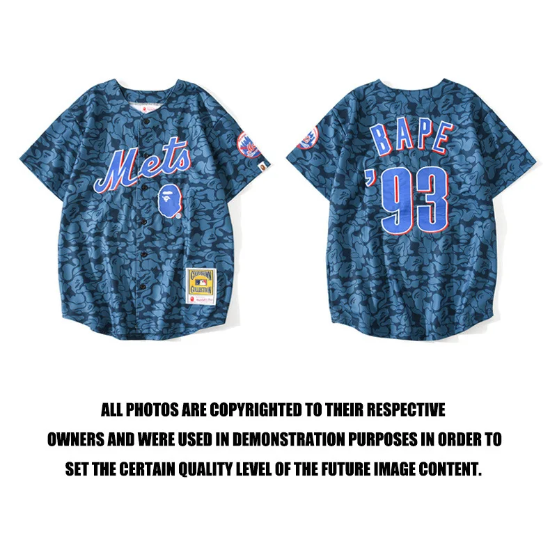 

2021 new fashion ape head Mets dark blue breathable baseball T-shirt