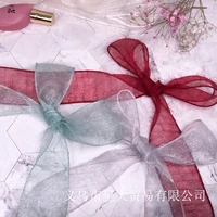 5yards solid color organza stain ribbon for diy craft gift bouquet wrapping hairwear bowknot clothing accessories