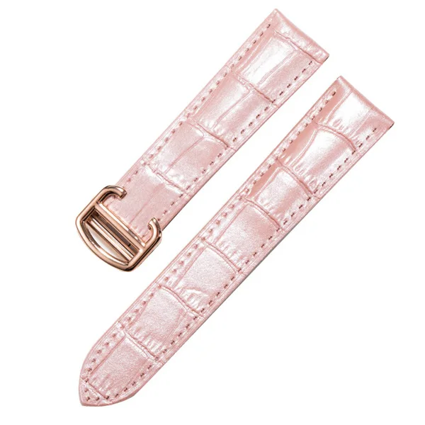 Натуральная кожа ремешок для часов 20/22/23/24/25 мм подходит для Cartier Tank Solo W6700255 ремешок для часов для Для мужчин/Для женщин - Цвет ремешка: Pink with rose gold