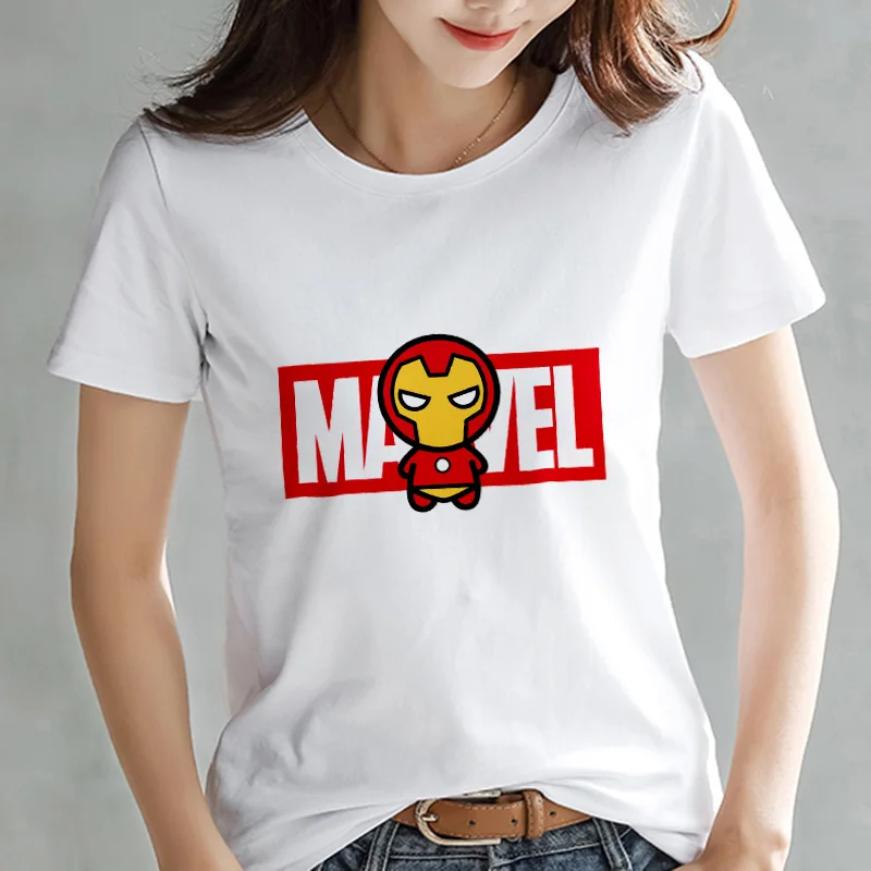 XWT2554 LUSLOS серия Marvel Футболка модная Супергерои мультфильм печать белая футболка Женская Повседневная короткий рукав o-образный вырез футболки - Цвет: XWT2554