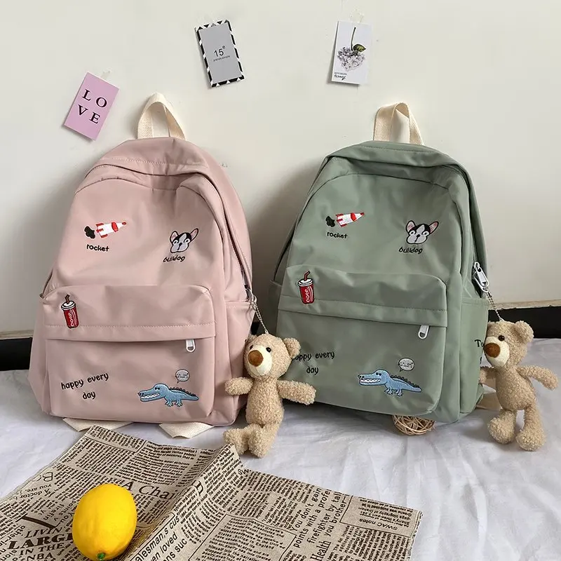 Рюкзак женский из ткани Оксфорд с вышивкой милый новый школьный ранец для книг