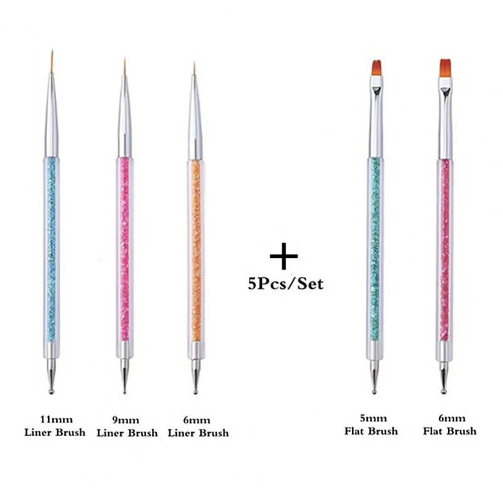 

5Pcs Manicure Pen Dual-head Multi-purpose Plastic Double-ended Nail Art Brush for Nail Art