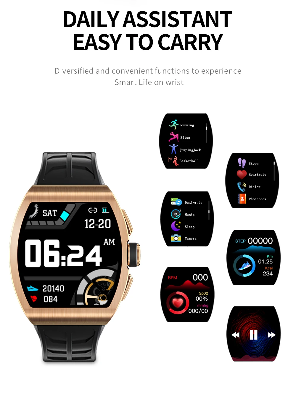 Новинка умные часы F1 деловая мода Bluetooth музыка спортивные измерение кровяного