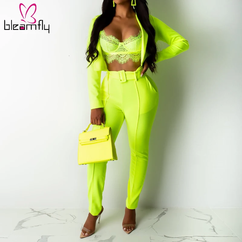 Осенне весенний элегантный однотонный комплект из 2 предметов женский короткий