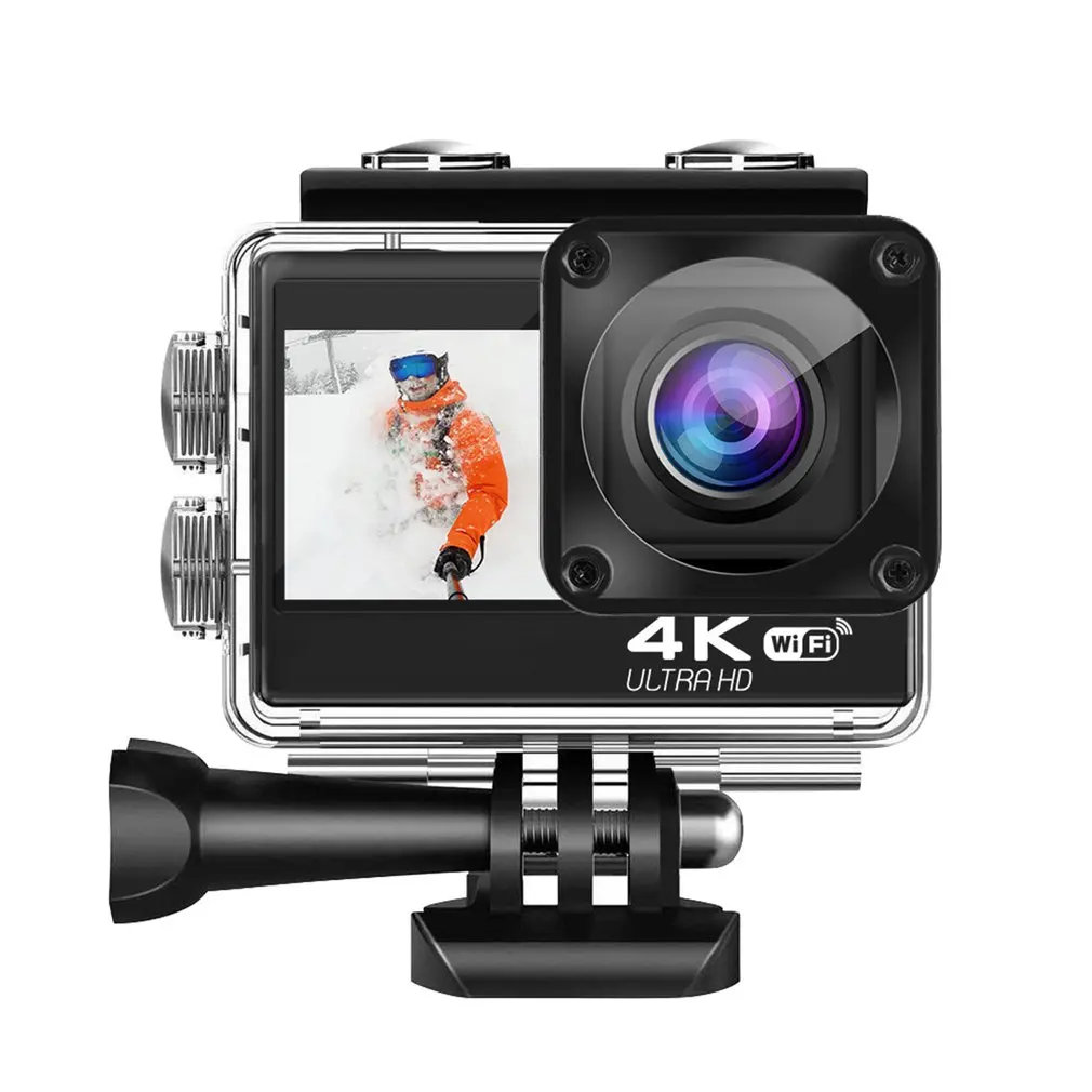 Pаспродажа Экшн-камера на шлем, 4K, 60 кадров/с, 20 МП, сенсорный ЖК-экран 2,0 дюйма, 4-кратный EIS, двойной экран, Wi-Fi, водонепроницаемая веб-камера с дистанционн...