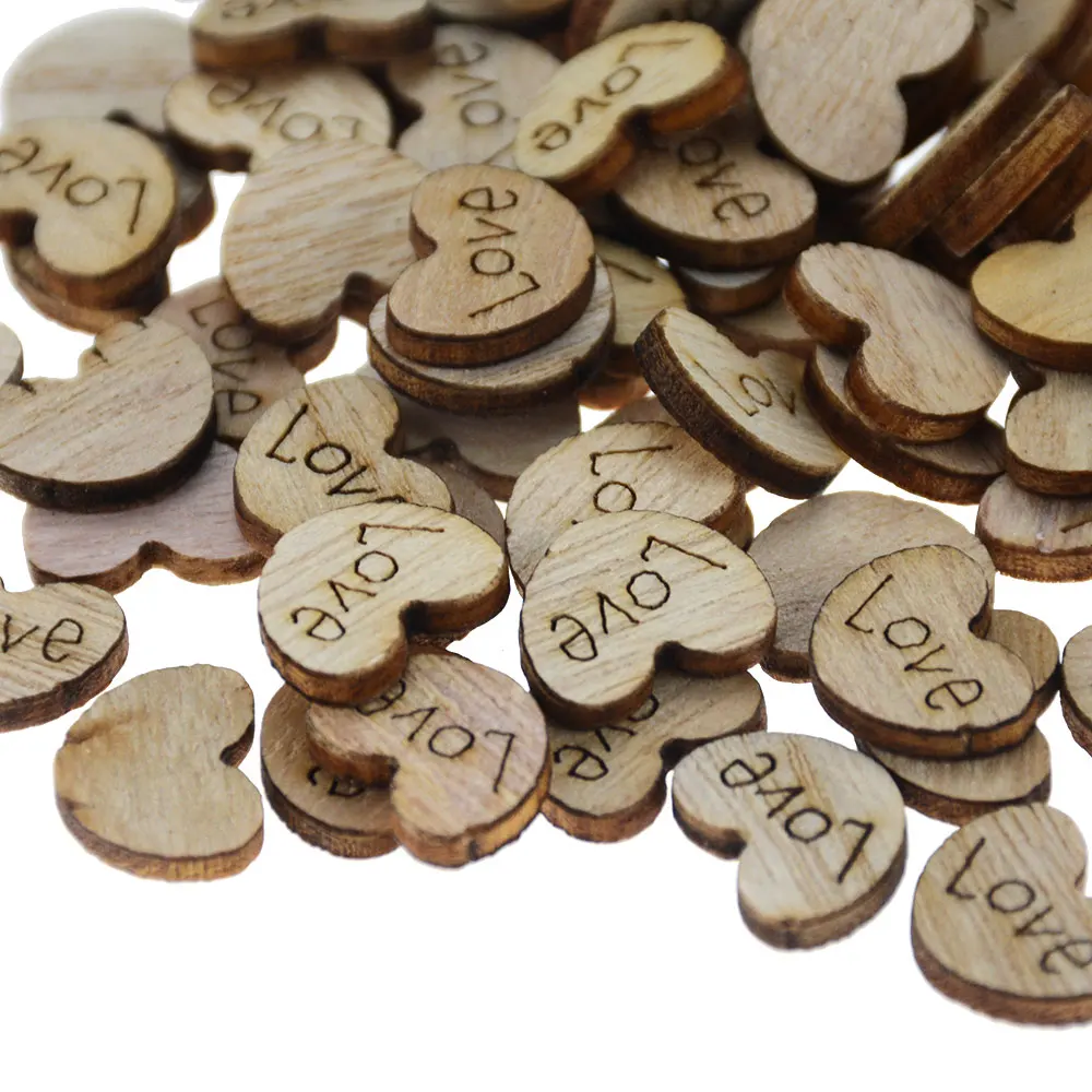 100 шт. деревянные мини сердца для украшения свадебного стола|Украшения своими