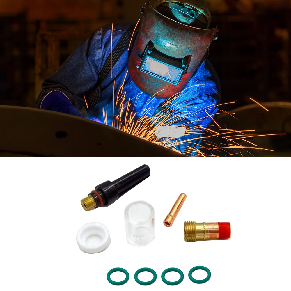 

9pcs WP-17 18 26 TIG Welding Torch Kit High Temperature Resistant Glass Set O-ring Pressure Cap Welding Torches Parts