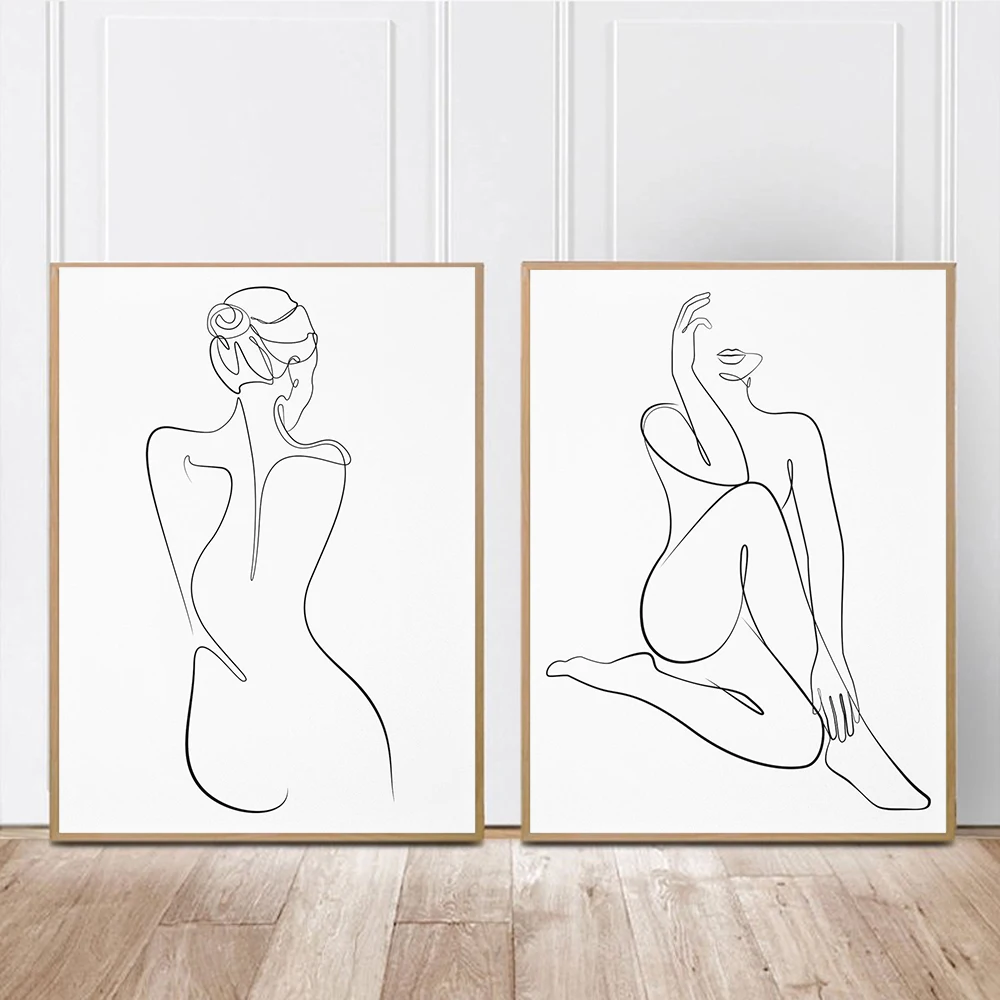 

Sexy Lady Body Line Art Painting Nude Naked Woman Yoga Canvas Poster Abstract Line Drawing Print Modern Wall Pictures Home Decor