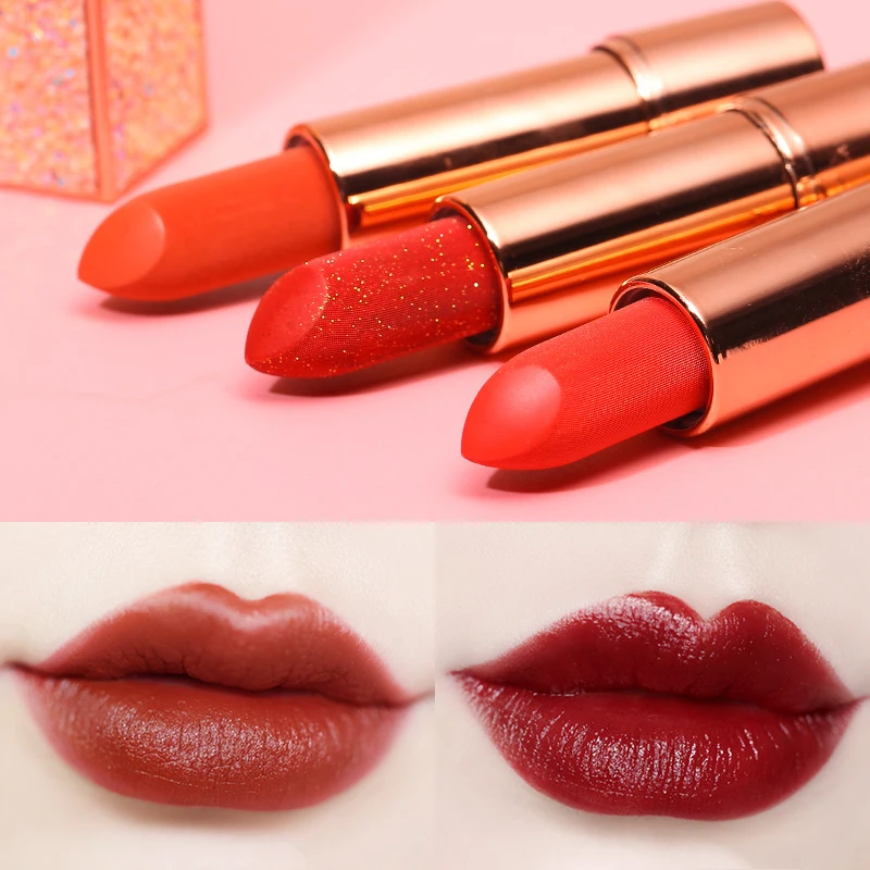 Новое поступление оранжевая водостойкая матовая бархатная Глянцевая губная