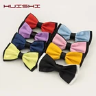 Галстук-бабочка HUISHI мужской, классический однотонный галстук-бабочка для свадьбы, вечеринки, модный регулируемый, черный, белый, 1 шт.