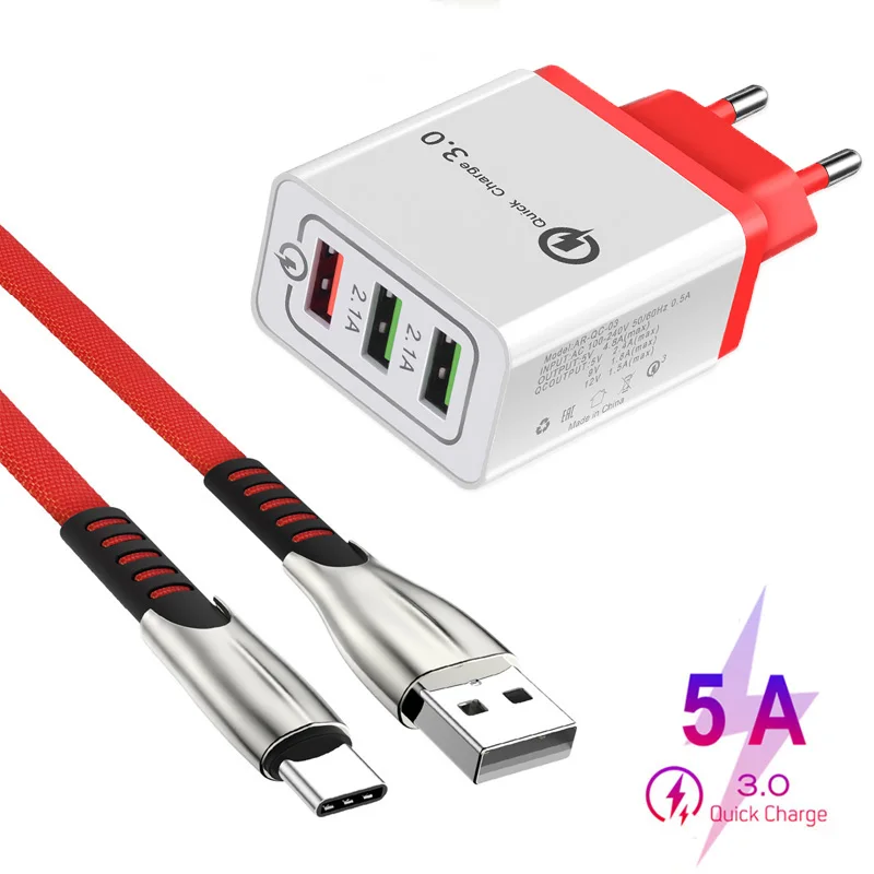 Кабель USB Type c для быстрой зарядки и синхронизации данных Samsung S8 S9 S10 S10E Plus A80 Xiaomi 6 7 8