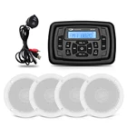 Морское водонепроницаемое радио лодка аудио стерео приемник Bluetooth FM Автомобильный MP3-плеер + 2 пары 4 дюйма морской Динамик + USB Лодка аудио кабель