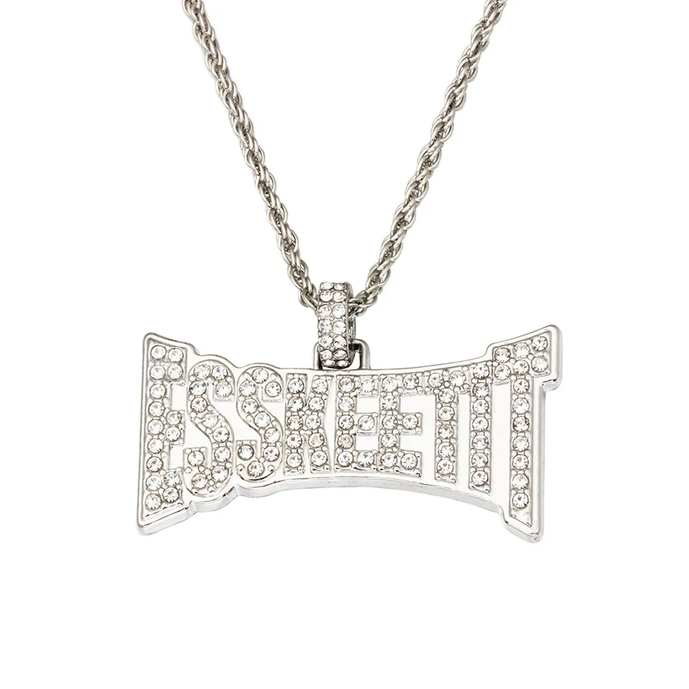 Стразы в стиле хип-хоп сверкающие квадратные Подвески ESSKEETIT ожерелье для мужчин