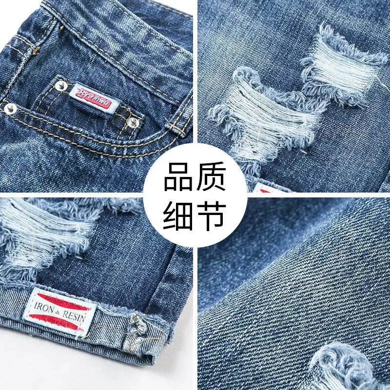 

Cute Tassel Denim Shorts Women's Summer High Waist Wide Leg Distressed Jeans Short Pants Hotpants Female Harajuku Streetwear