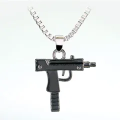 Золотой Серебряный цвет из Sub пистолет Uzi кулон ожерелье Модные украшения Uzi подвеска Хип-хоп и ожерелье s для мужчин чокер хип-хоп-10 - Окраска металла: black