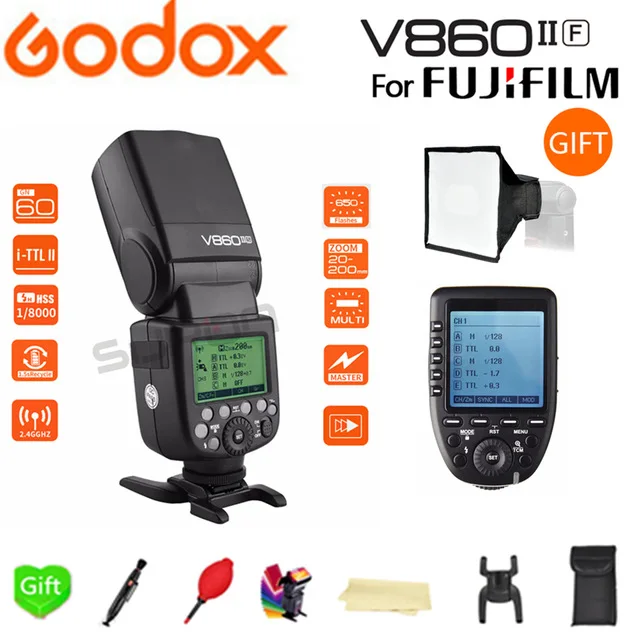 Godox V860IIF V860II-F Camera Flash speedlite Li-ion Battery TTL HSS 2.4G  for Fujifilm Cameras+SUPON Free Gift Kit