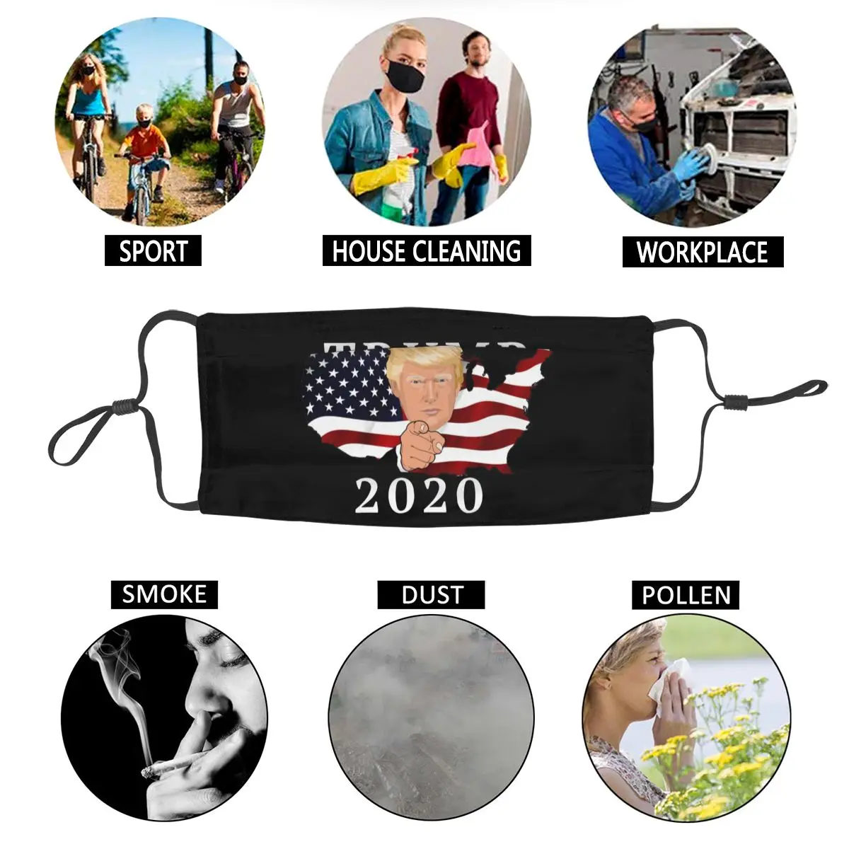 

Trump 2020 Campaign Reusable Face Mask President Election Vote Anti Dustproof Mask Protection Respirator Muffle