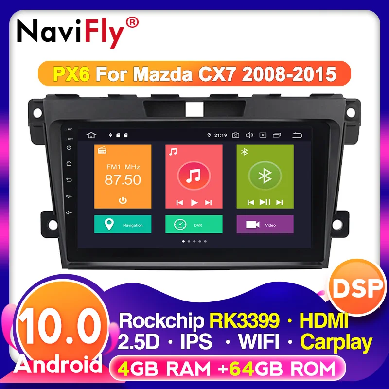 Автомобильный радиоприемник с навигацией 4G LTE Wi Fi IPS DSP Android 10 GPS мультимедийный
