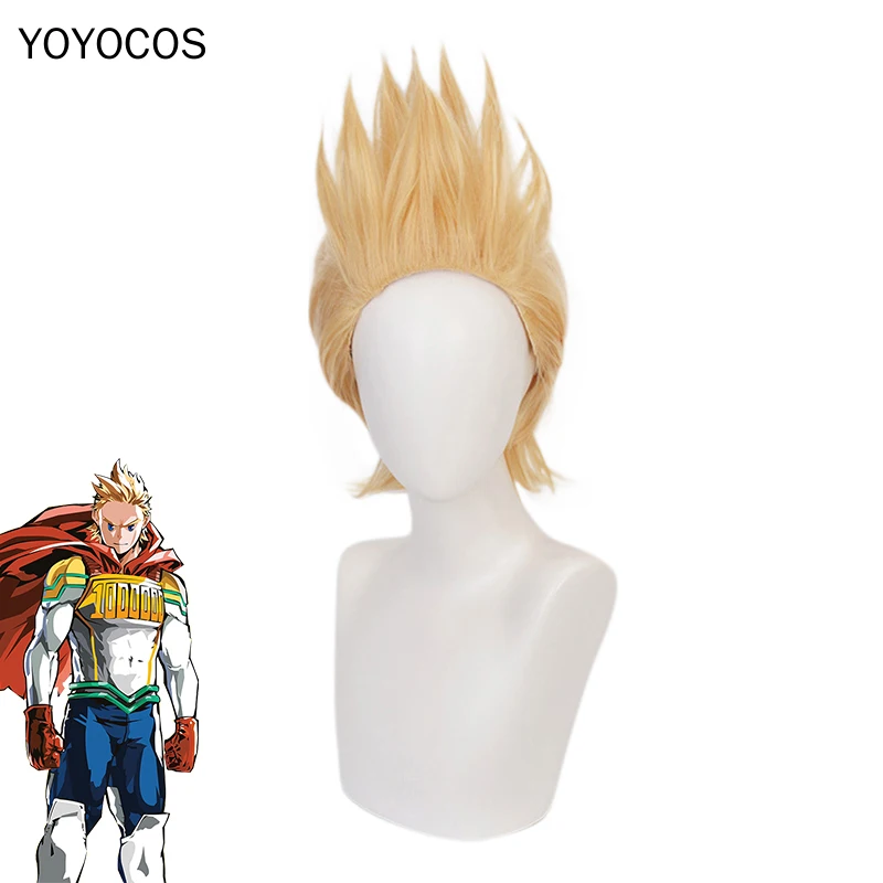 

Lemillion Cosplay Wig Anime My Hero Academia Million Cosplay Wig Short Blond Hair Carnival Heat Resistant Synthetic Hair+Hairnet