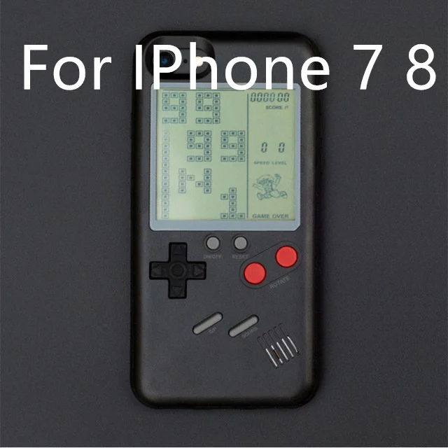 Ретро Tetris Gameboy корпус для игрового контроллера чехол для iPhone X 8 7 6 6S Plus Мягкий ТПУ силиконовый чехол для мальчиков чехол Аксессуары - Цвет: Black for 7 8