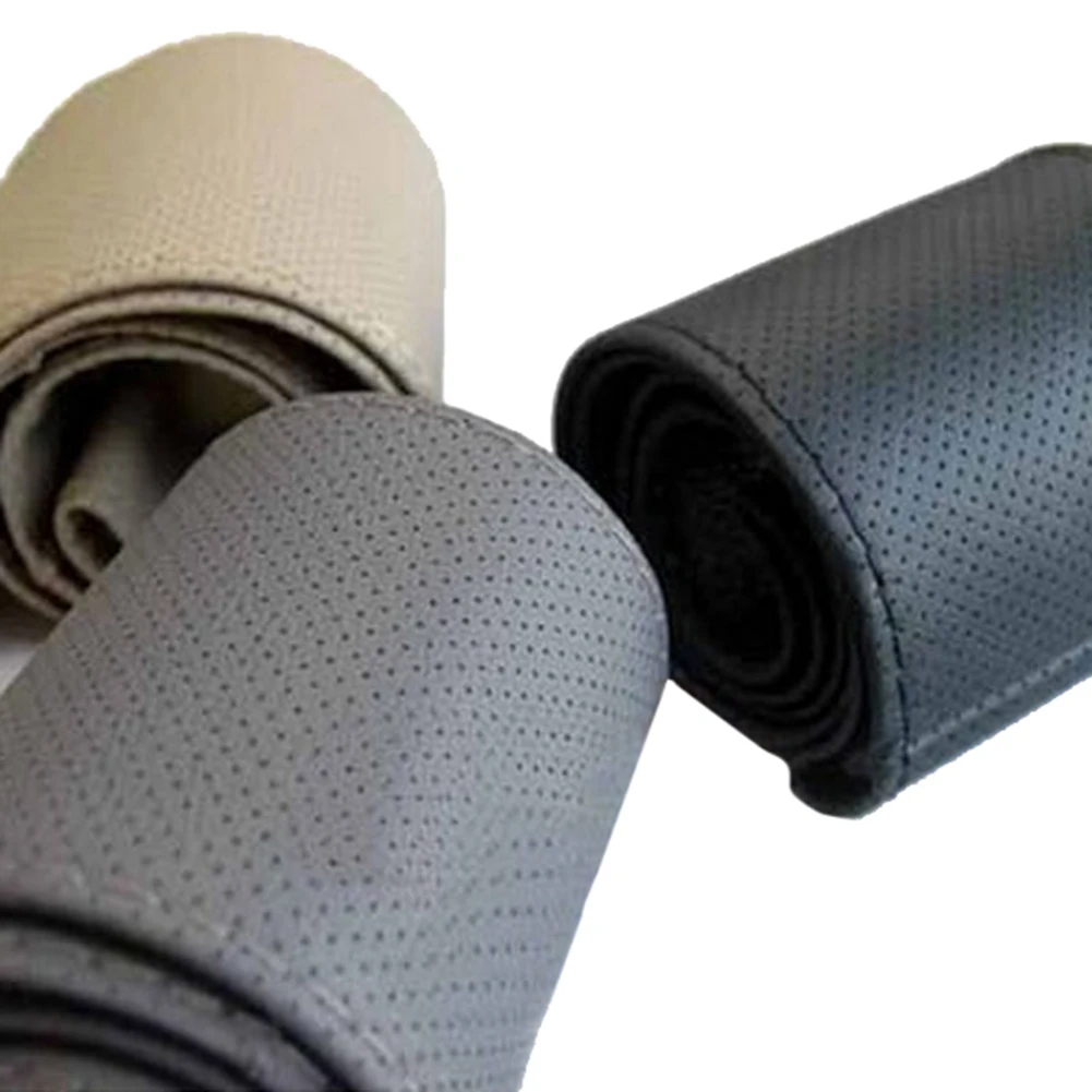 Искусственные кожаные чехлы для автомобиля чехол рулевого колеса Thread текстурная