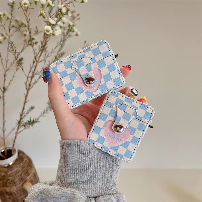 

Simple Korean Style Blue Check Ear Case AirPods 1 Case AirPods 2 Case Airpods Pro Case Airpod 3 Case Earphone Accessories Case