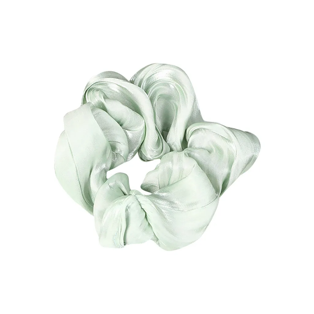 Женские супер мягкие шелковые атласные Кольца для волос чистый цвет ткань ободок