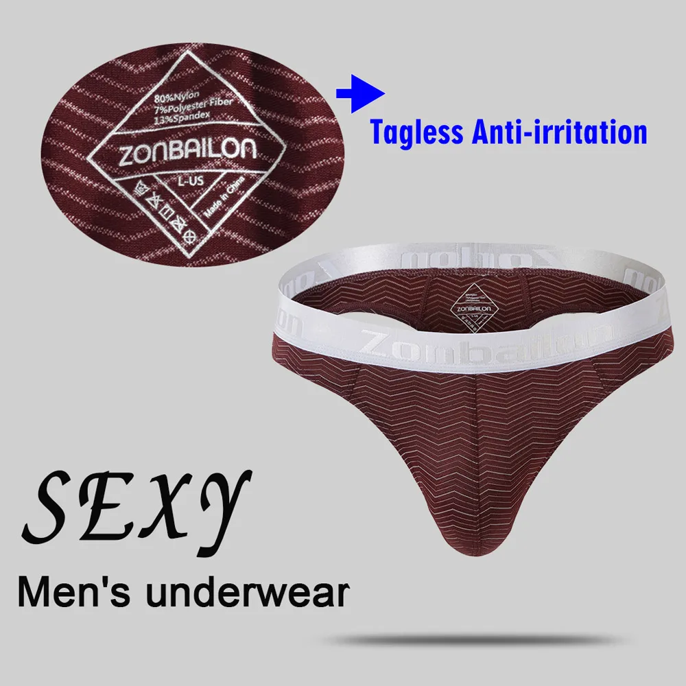 Underwear Thong Lingerie Stretch Men Sexy Bikini Panties Briefs Low-Waist Breathable Men's