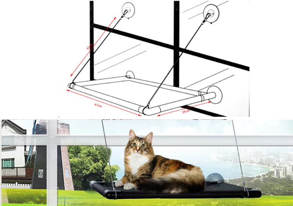 

Cat Balcony Hammock Bearing 20kg Cat Sunny Seat Pet Waterproof Fabric Cat Bed Cat Climbing Sleeping Mattress Single Layer Double