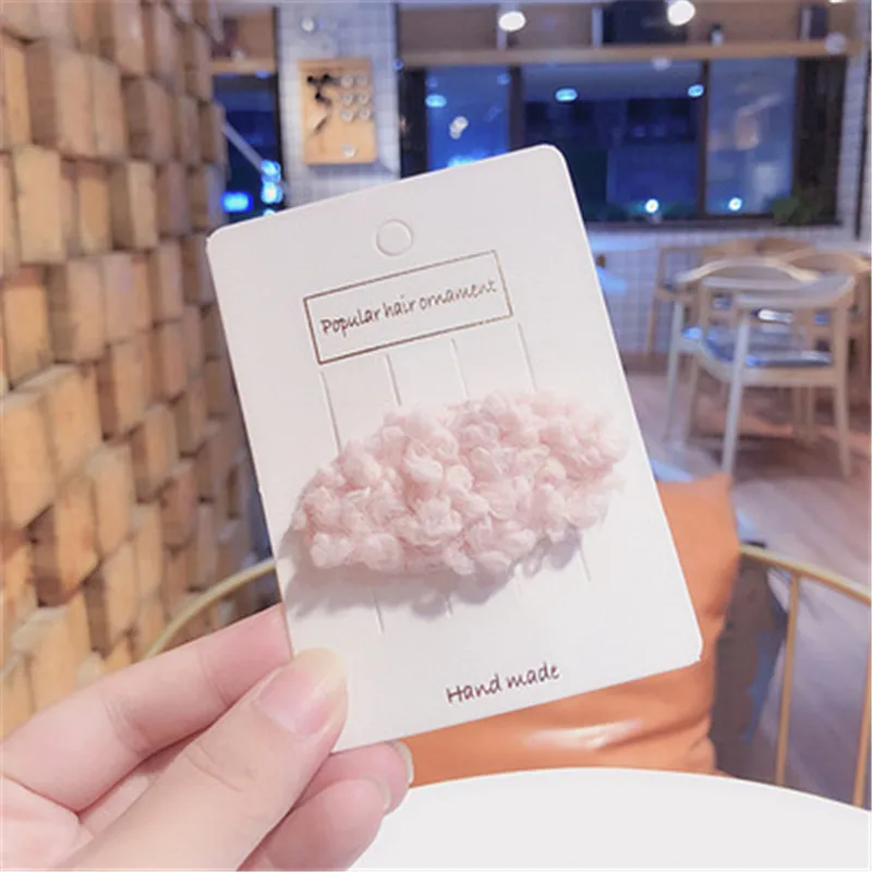 Детская заколка для волос в Корейском стиле с завитой шерстью для девочек; Милая однотонная осенне-зимняя Accessories-SW-PK-W2 для волос - Цвет: 19