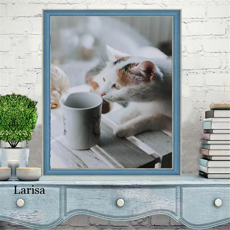 

5D Diy Diamond Painting Animal Cat Embroidery Cross Stitch Square Round Diamond Home Decoration Handmade Rhinestone Wall Art