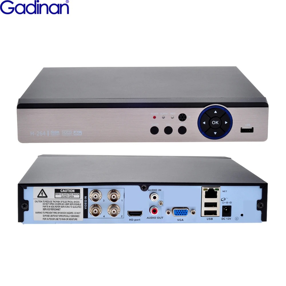 Видеорегистратор GADINAN 5 в 1 AHD 4 канала МП HD DVR H.264 поддержка ONVIF для аналоговой ip