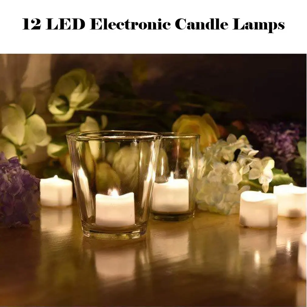 12 шт. светодиодный Электронный светильник свеча зубчатый для чая восковая лампа