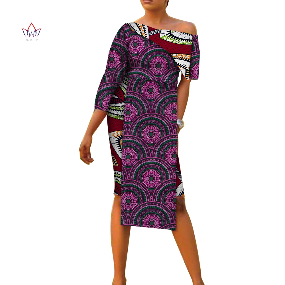 

Fashion Summer African Dresses For Women Wear Bazin Riche Wax Print Party robe Asymmetry Sleeve Outfits For Girls Wy4451