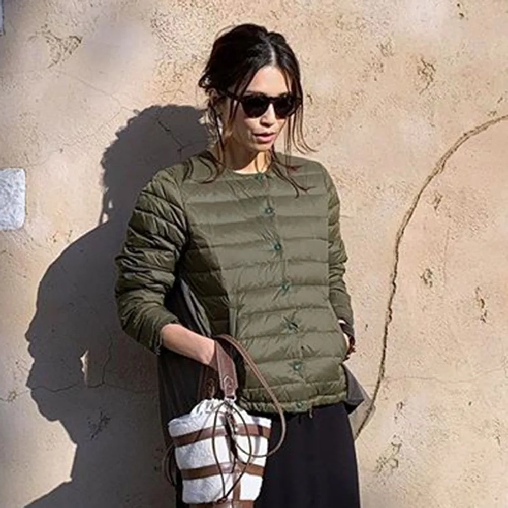 Хлопковая стеганая куртка для женщин дизайнерская модная Армейская зеленая