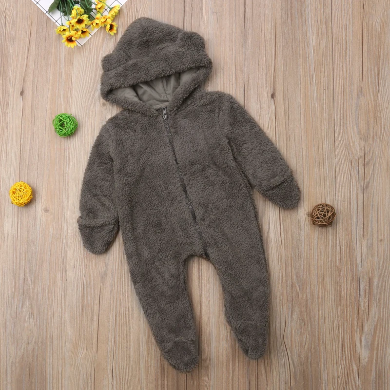 Осенне-зимняя модная Милая фланелевая одежда с плюшевой подкладкой для новорожденных девочек и мальчиков мягкая теплая одежда унисекс с капюшоном для детей от 0 до 24 месяцев