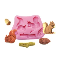 cute squirrel pine cone silicone fondant resin aroma stone ornaments soap mold for pastry cup cake decorating kitchen tool