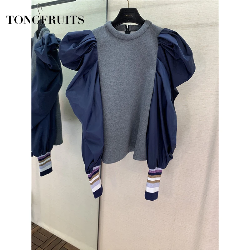 Женская Осенняя новая бархатная толстовка с пышными рукавами и милым кроликом