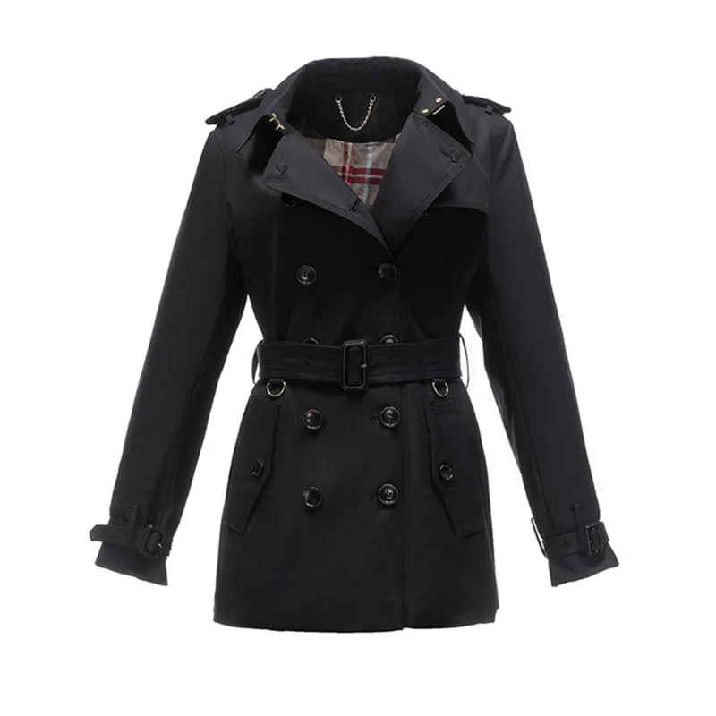 

New Arrival Autumn Top Purple Classic Style Trench Coat Women Waterproof Cotton Double Breasted Short Fashion Women Clothes