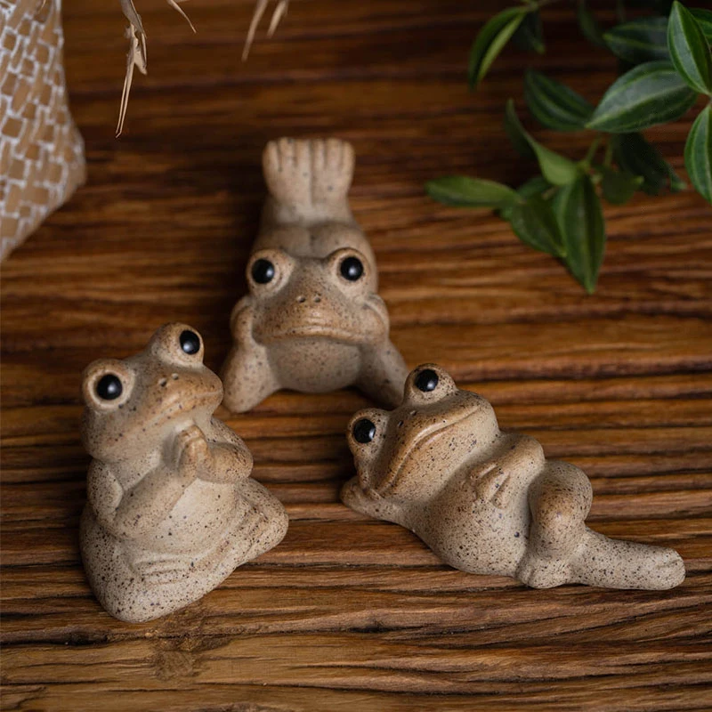 

Porcelain 5/6/7CM Lucky Frog Tea Pet Zen Tea Set Coarse Pottery Jin Chan Handmade Chinese Ceramic Animal Cute Home Decor