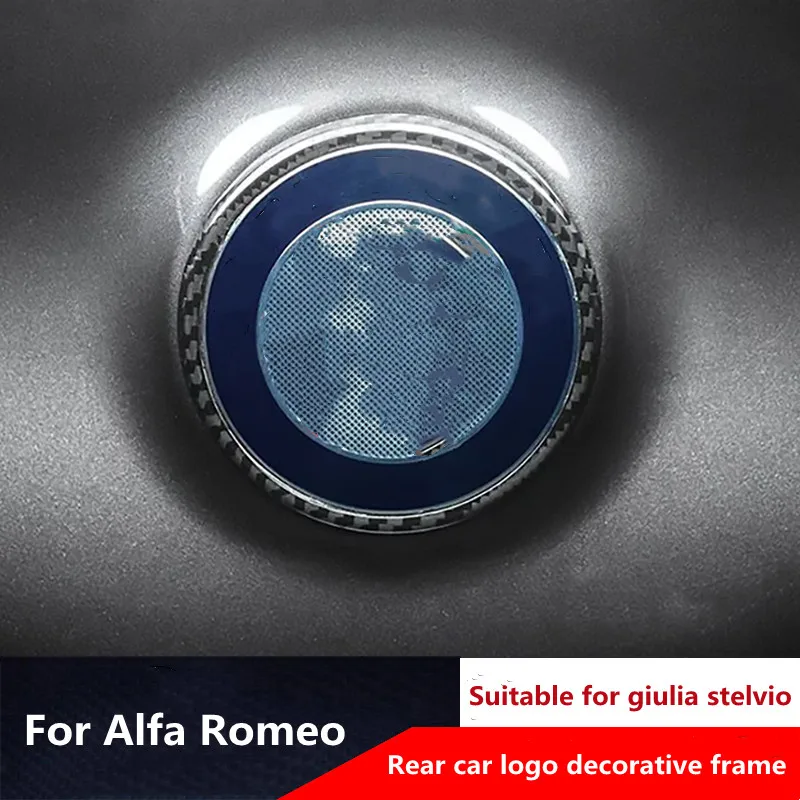 

For Alfa Romeo 2020-21 models giulia modified tailgate car logo decorative frame stelvio real carbon fiber logo ring cover