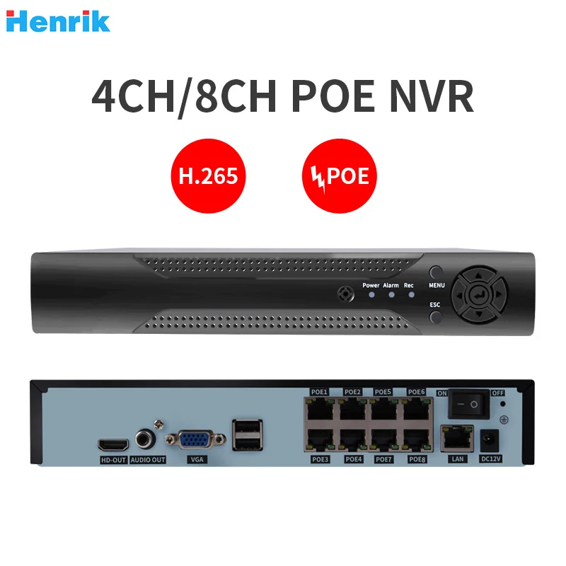 H.265 H.264 8CH 48V система охранного видеонаблюдения POE NVR IP камера системы P2P ONVIF 5MP/4MP/1080P