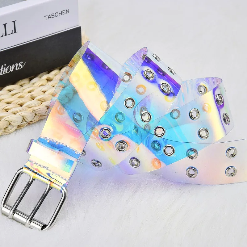 Новинка Ослепительная яркая прозрачная двухрядная пряжка с квадратной пряжкой