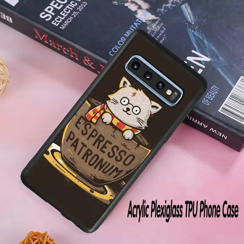 

First Coffee Creative Phone Case Acrylic Plexiglass TPU For Samsung Galaxy S8 S9 S10 s10e S20 PLUS ULTRA S6edge