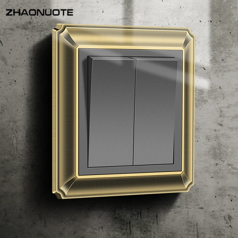 

Wall Push Button Switch Retro Antique Copper Zinc Alloy Panel 1-4 Gang 2 Way Household Wall Light Buttons Switch