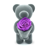 handmade roses bear purple forever flower valentines day gift home decor collection holiday gift