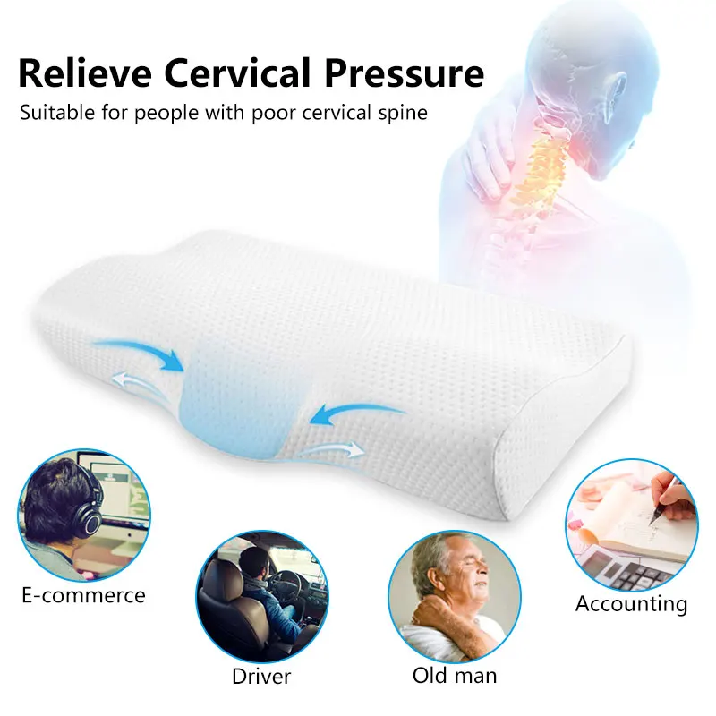 Ортопедическая подушка с эффектом памяти для шеи и медленным восстановлением