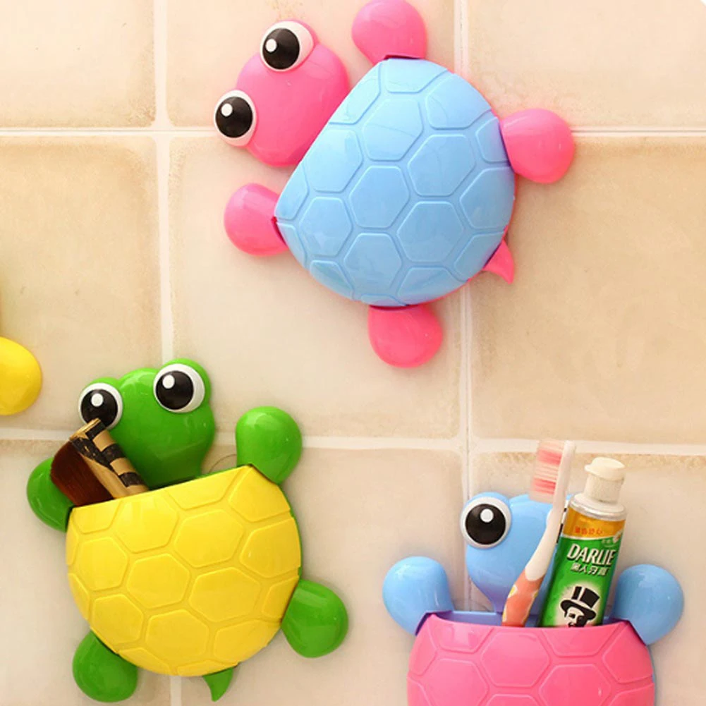 

Cartoon Animal Toothpaste Holder Dispenser Wall Suction Cup Mount Turtle Automatic Tooth Brush Container Organizer