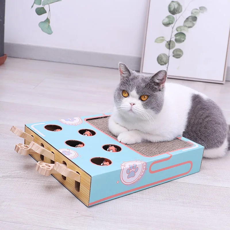 

Cat Toy Multi-function Pet Interactive Toy For Kitten Cat Scratch Board Round Multi Hole Kitten Grind Claw Training Pet Supplies